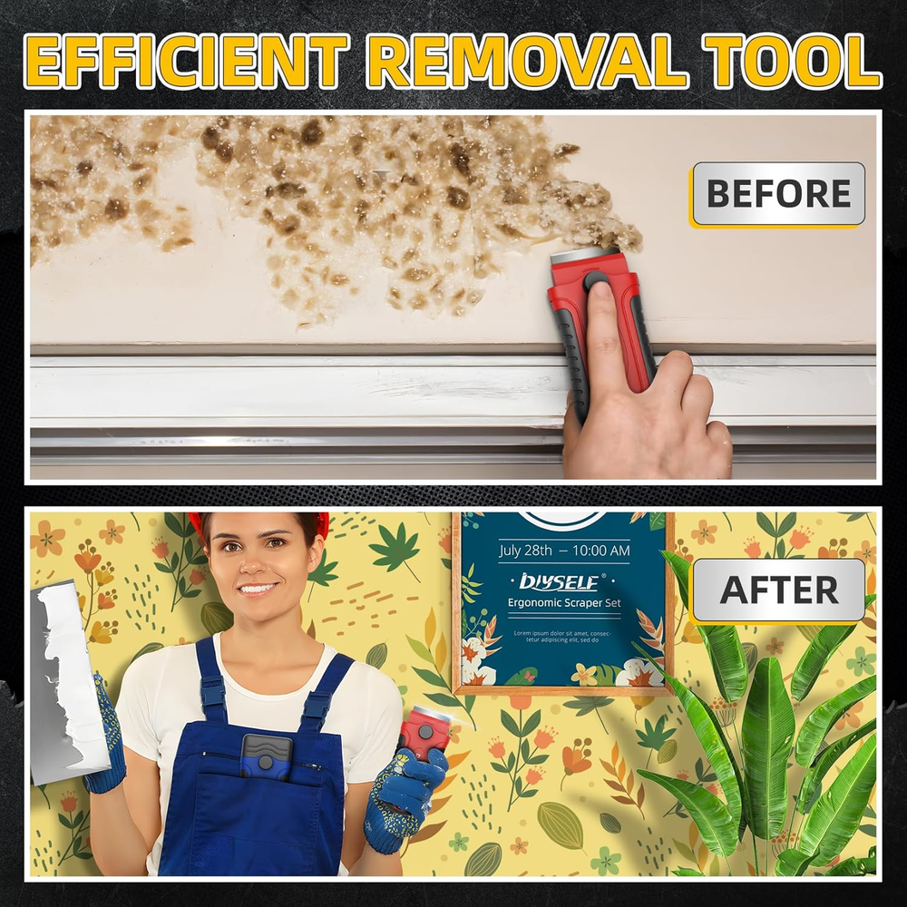 Razor Blade Scraper With 15Pcs Extra Blades Multi-Purpose Cleaning Scraper Tool