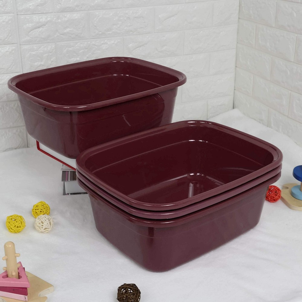 14 Quart Plastic Dish Pan Wine Red 4 Packs