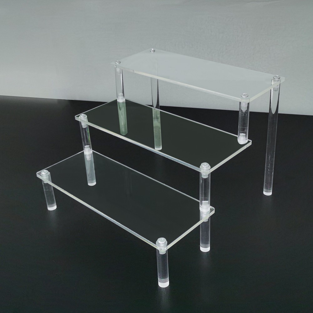 3-Tier Clear Acyrlic Riser Platform Tabletop Small Shelf Display 8X7.8X6"