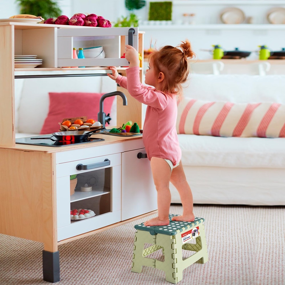 9 Inch Folding Step Stool 300 LB Capacity Plastic Foldable Step Stools for Ki...