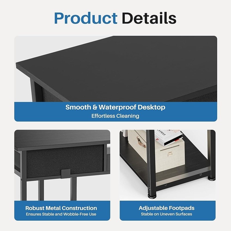 Modern Computer Desk Ample Storage Versatile Durable Easy Assembly Home Office