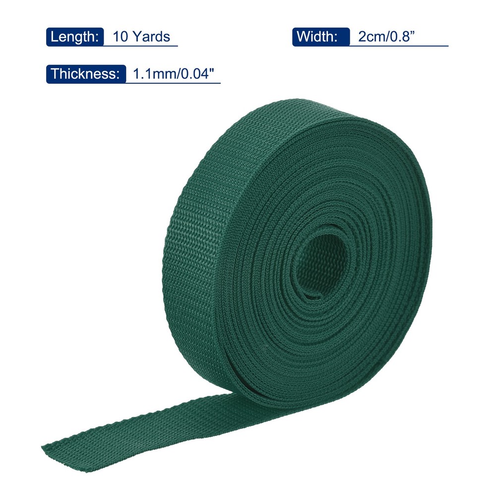 Lightweight Polypropylene Webbing Strap 0.8" 10 Yard Backpack Dark Green