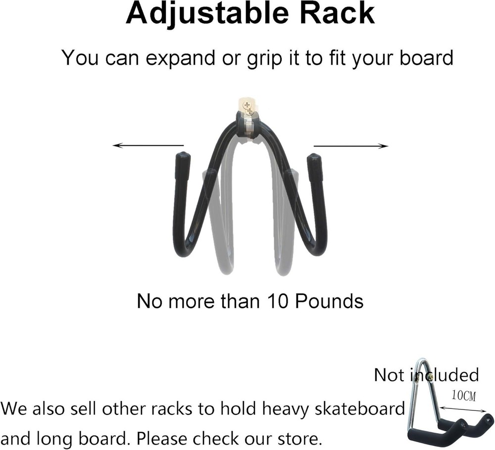 Space-Efficient Wall-Mount Skateboard Hanger - Adjustable & Stylish Design