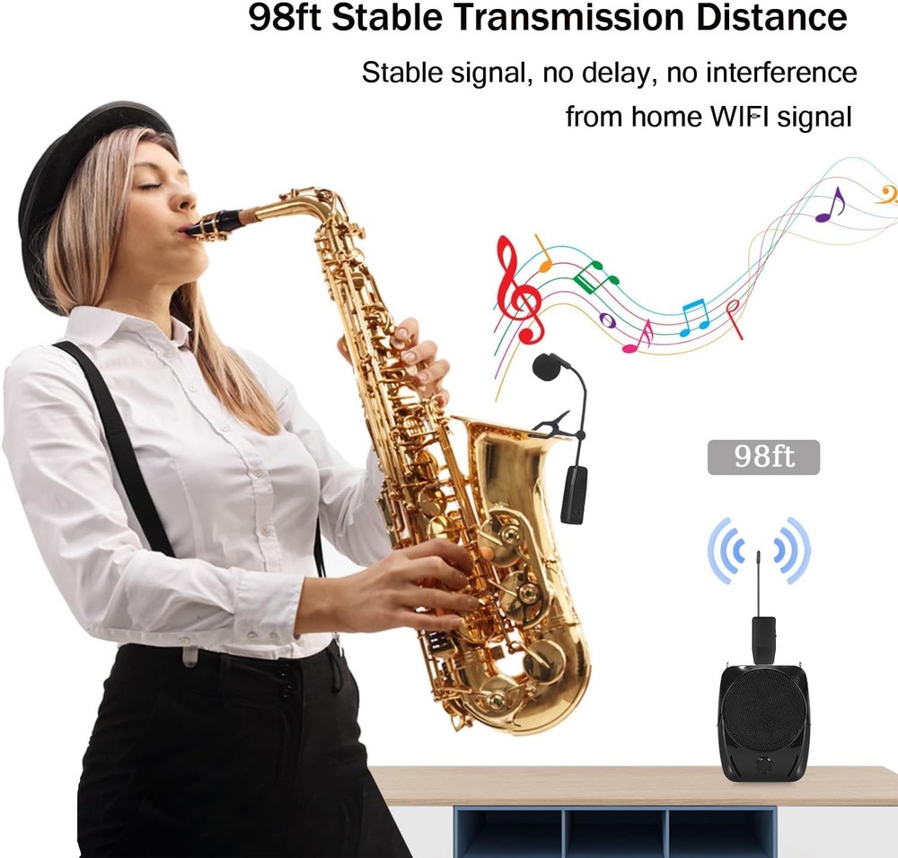 2.4G Wireless Instruments Microphone,Saxophone Microphone,Portable Handheld M...