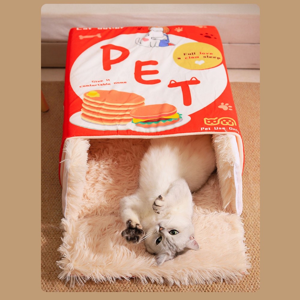 Snack Box Cat Bed Cartoon Rectangular Fully Enclosed Four Season Universal