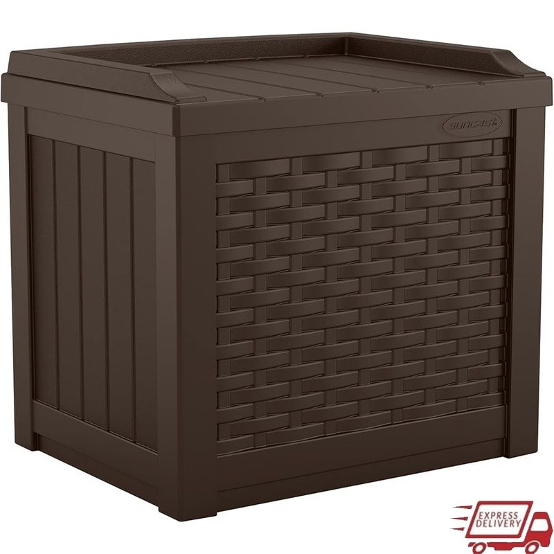 Outdoor Deck Box 22 Gal Java Resin Storage Box Weatherproof Patio Bin Container