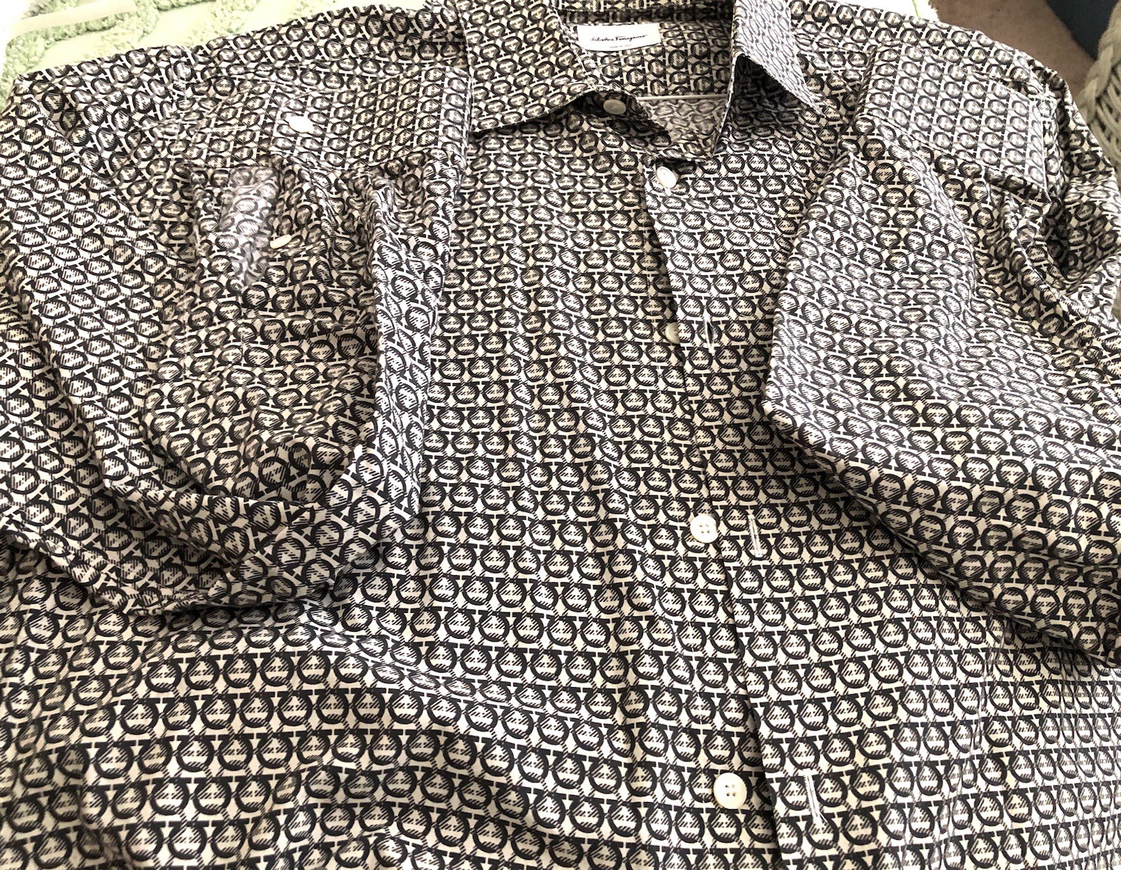 Salvatore Ferragamo Gancini Logo Button Long Sleeve Shirt XXL