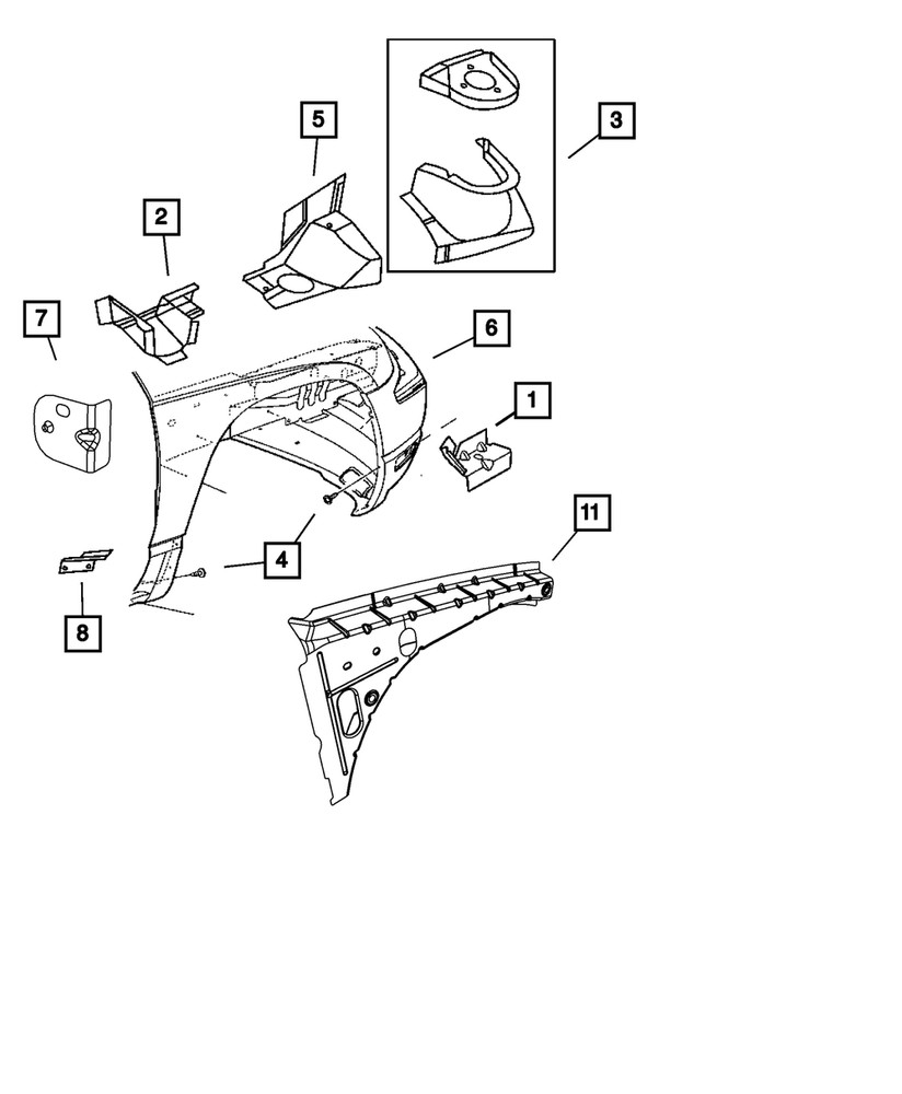 Genuine Mopar Fender Side Shield Panel Right 5139958AC