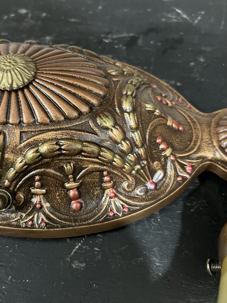 Antique Polychrome Single Double Socket Flush Mount Fixture Rewired 99K