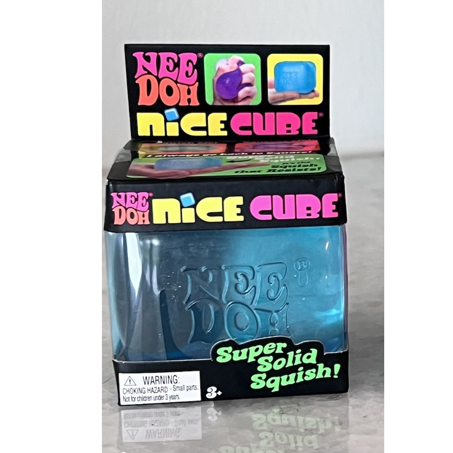 Nee Doh Nice Cube Super Solid Squish Blue Squeeze Toy