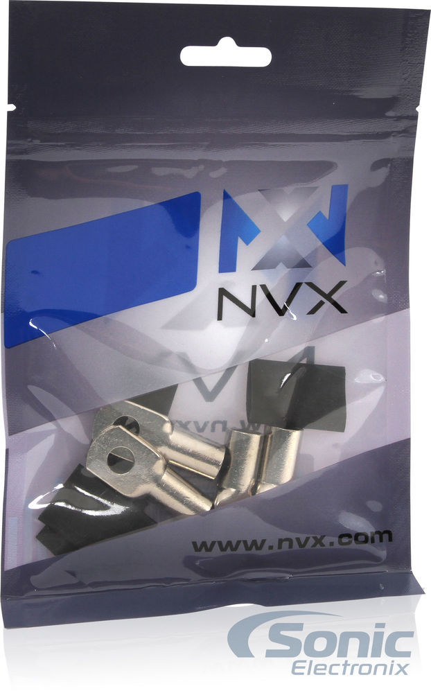 NVX XRTC4 4 Gauge Solid Copper Ring Terminals with Shrink Tubing (4 Pack)