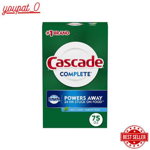 Cascade Complete Powder Dishwasher Detergent, Fresh Scent, 75 oz, White