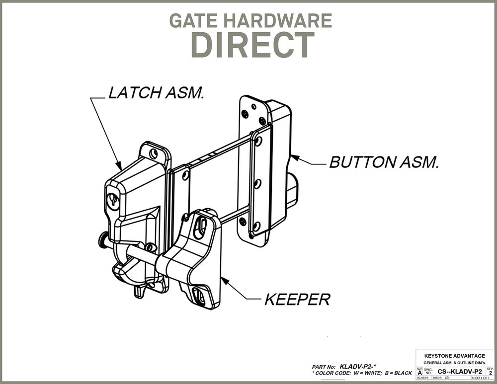 Keystone Black Nylon Polymer Key-Lockable Latch | 2 Sided | Keyed Alike | KLA...