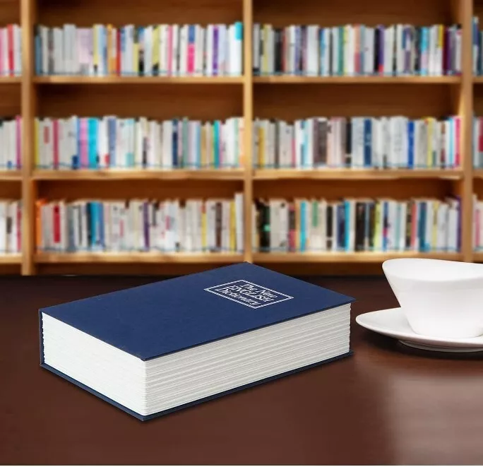 Safe Lock Box Book Vault with Key Metal Fire Proof Secret Money Hidden Gun Cash