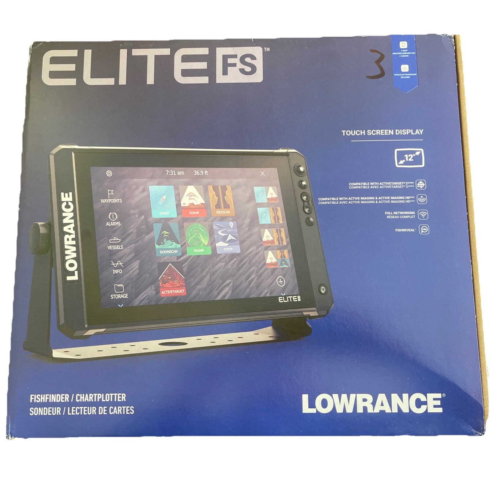Lowrance Elite FS 12 Fishfinder Chartplotter Totalscan Transducer
