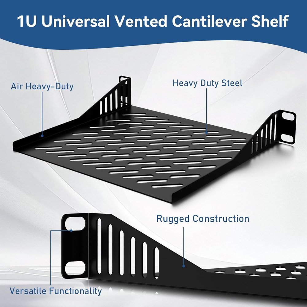 10" 1U Server Rack Shelf Ventilated Rack-Mounted Cantilever Tray 10" Network
