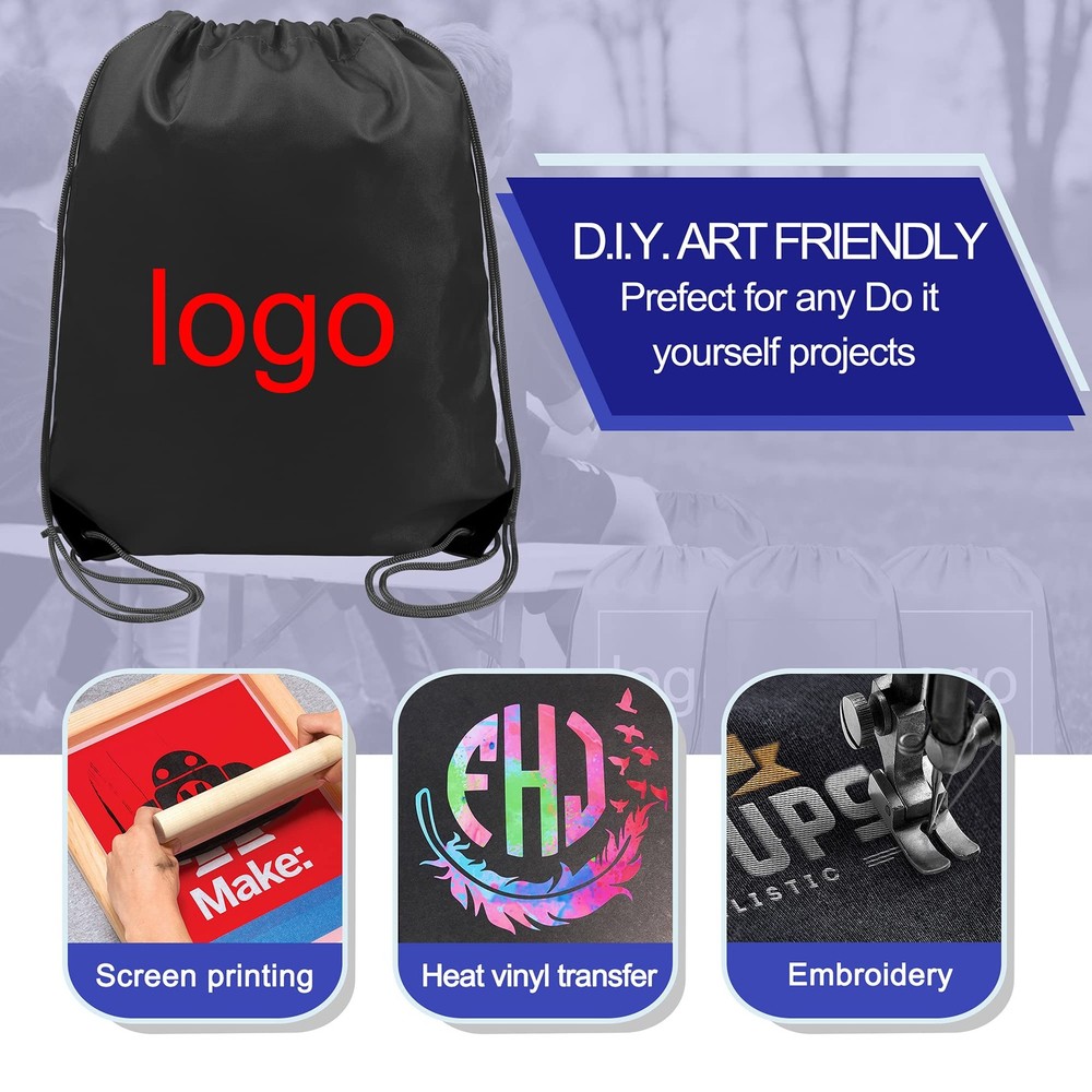 BeeGreen 20 pieces Wholesale Black Drawstring Backpack Bags Large,