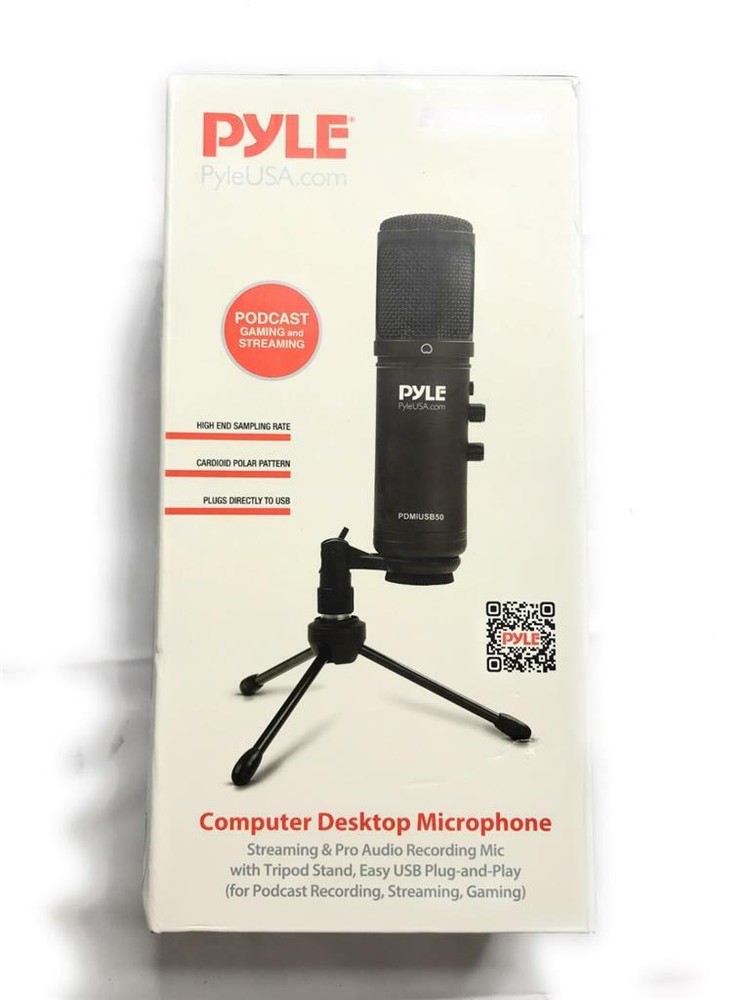 Pyle USB Plug & Play Computer Microphone, For Podcast Gaming & Streaming, Black