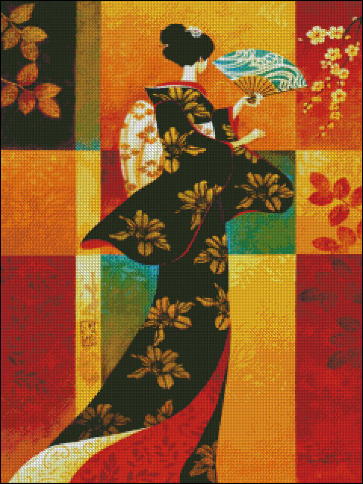 Chart Needlework DIY - Counted Cross Stitch Patterns - Kimono Lady II
