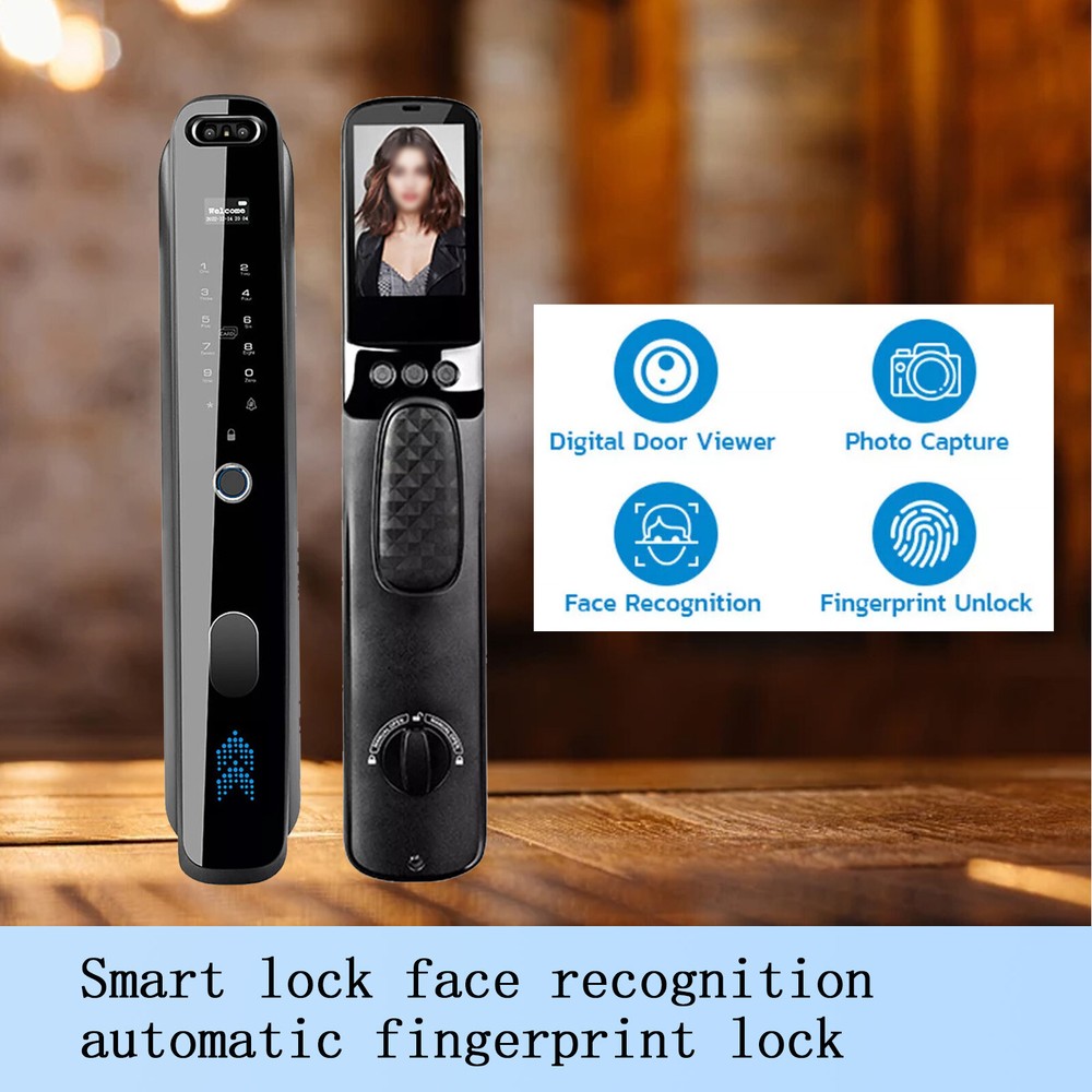 3D Face Recognition Unlock Digital Door Locks With Camera Password FIngerprint