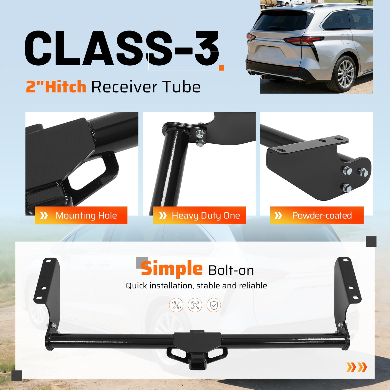 For Toyota Sienna All Styles 2021-2026 Class 3 Bumper Trailer Hitch 2" Receiver