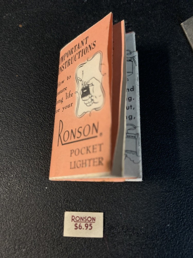 Ronson Pocket Cigarette Lighter Instruction Booklet.