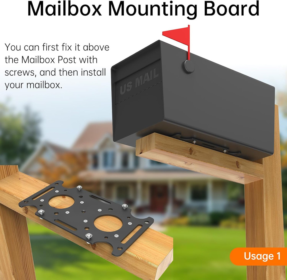 Mailbox Mounting Bracket, Plate for Post Mount Mailboxes, Compatible with Mail B