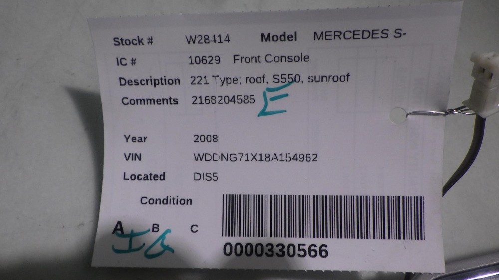08 MERCEDES S550 Front Console 2168204585