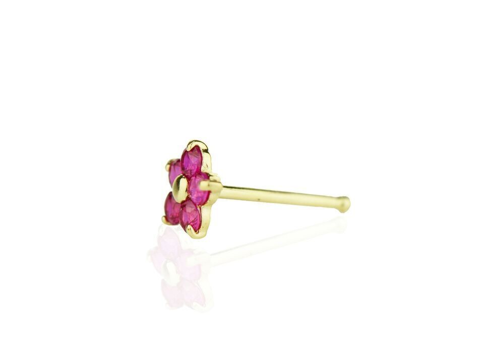 14k Yellow Gold Flower Nose Piercing Stud
