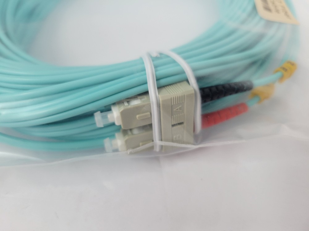 15 Meter SC-SC OM3 Multimode Duplex Fiber Optic Cable (50/125) Aqua
