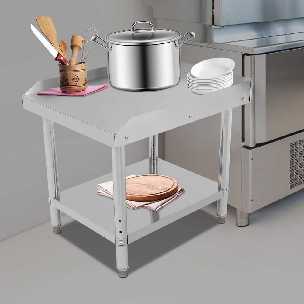 Adjustable Work Table Commercial Stainless Steel Prep Table Kitchen w/Backsplash