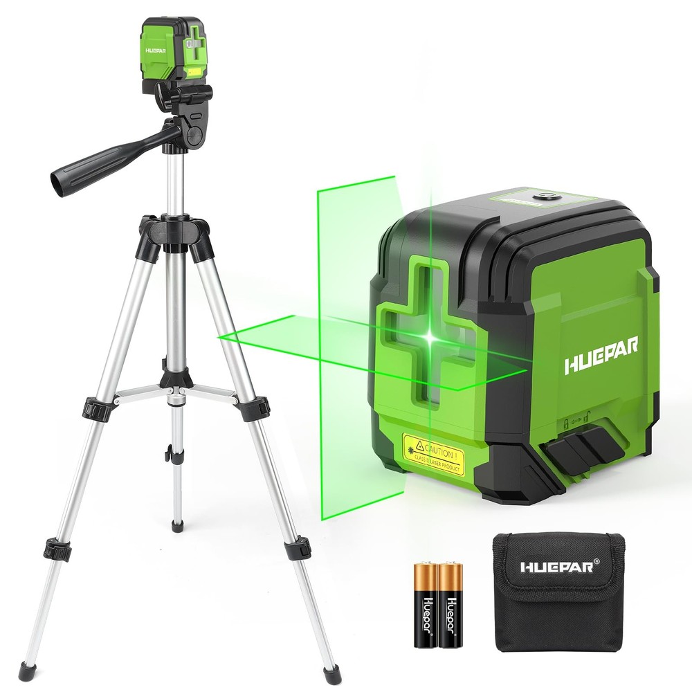 Laser Level with 40in Tripod, HUEPAR 98Ft Self Leveling Green