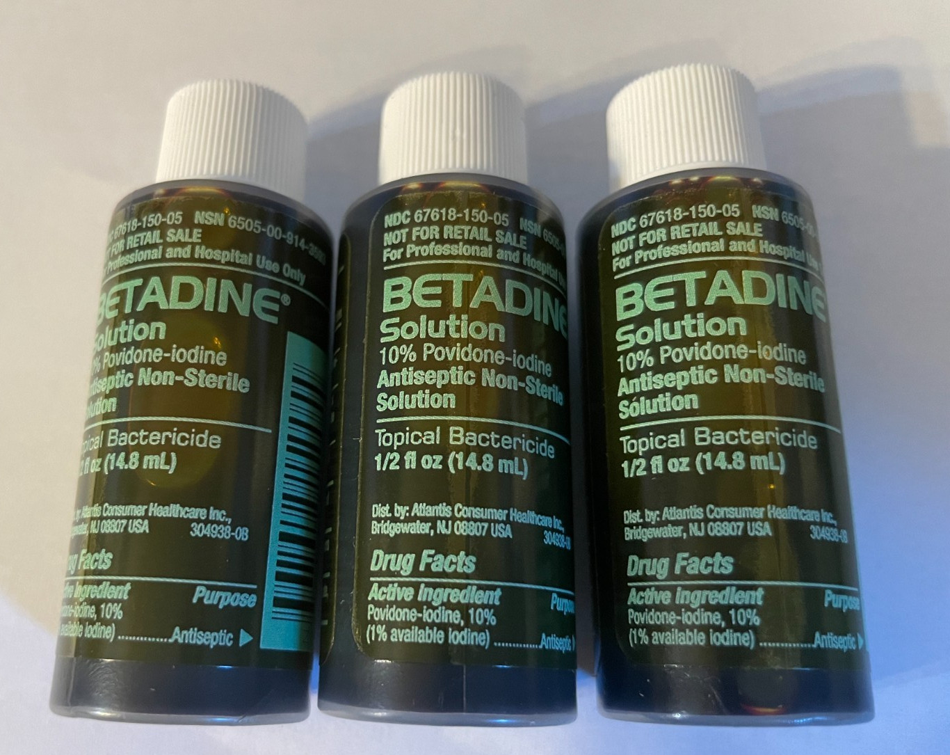 Betadine Solution Antiseptic Non-Sterile 0.5 oz (3 Pack) exp. 3/31/2027