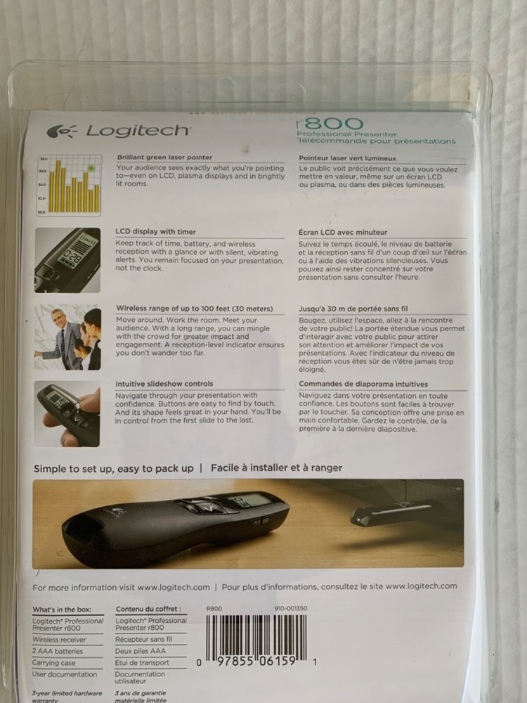 Logitech Wireless Presenter R400 With Case And Instructions