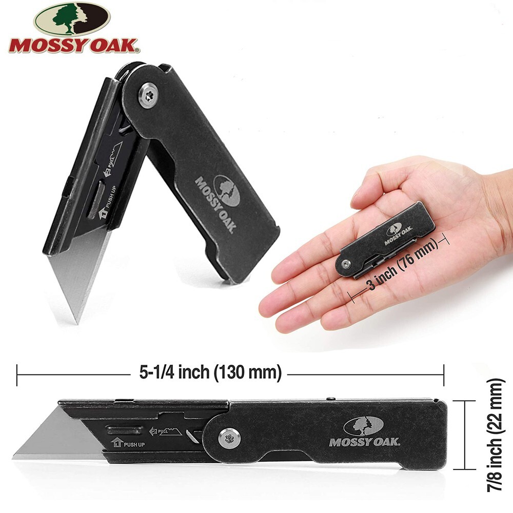 MOSSY OAK 2 Pack Folding Pocket Utility Knife Set Quick Change Blade Frame Lock