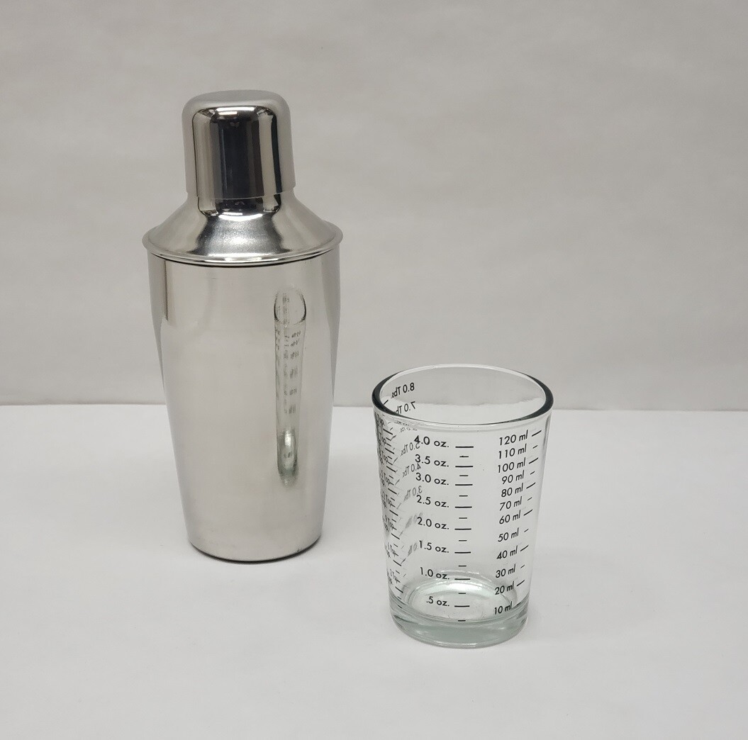 10 oz. Mini STAINLESS Boston SHAKER Cocktail Mixer Tin & Measuring Glass Jigger