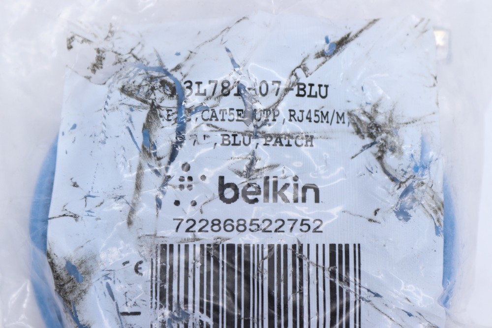 Belkin Patch Cable Adapter Ethernet Cat 5e Blue 7' A3L781-07-BLU