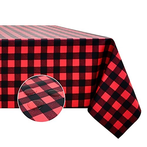Rectangle Vinyl Tablecloth, 100% 52" x 70" (Rectangular) Black and Red