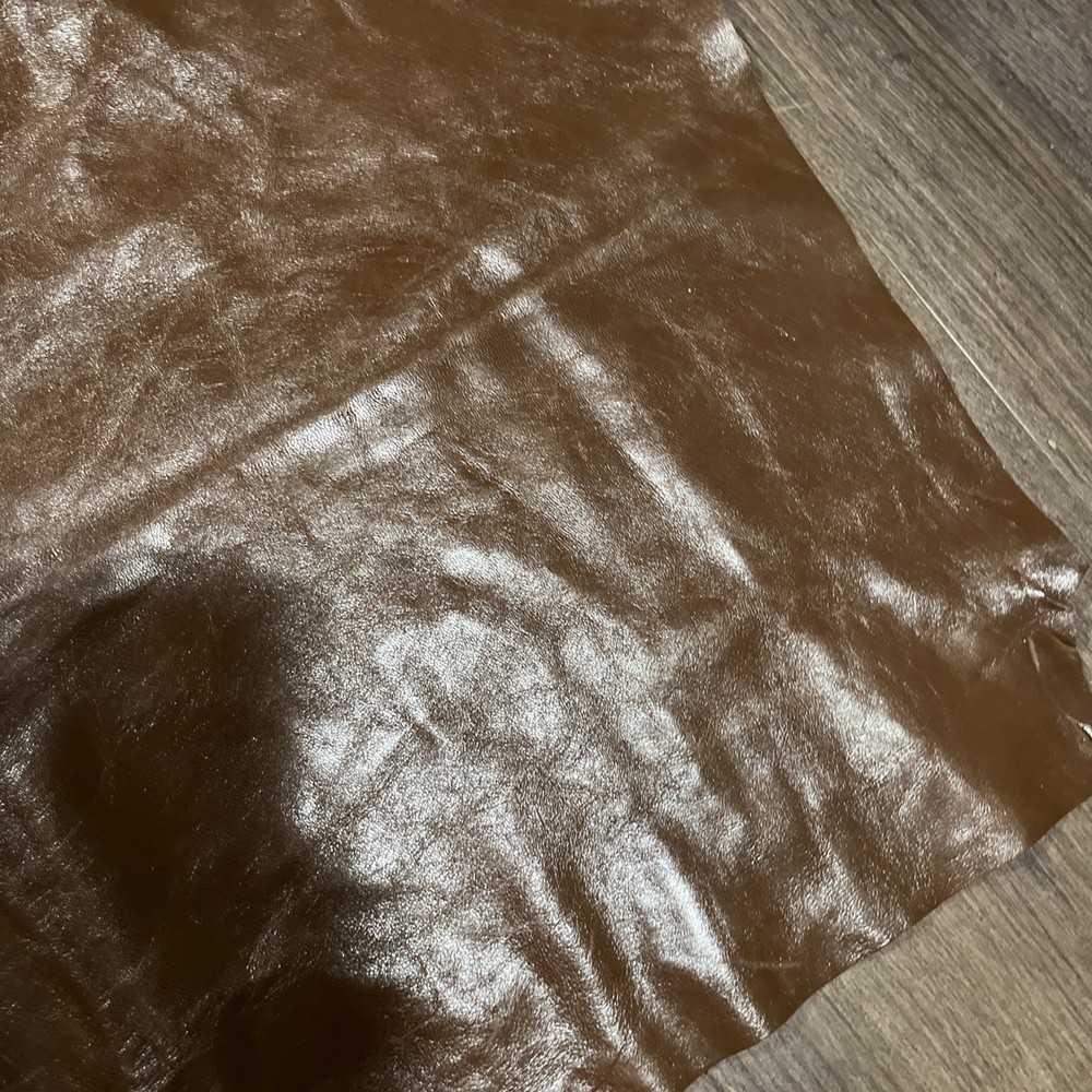 Dark brown DEER HIDE LEATHER 32”x27” irregular