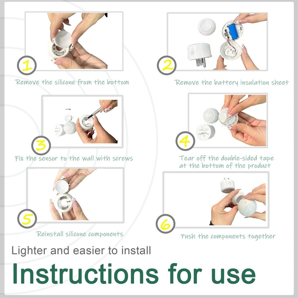 Wireless PIR Motion Sensor Switch with Outlet Adjustable Sensing/Delay Dual W...