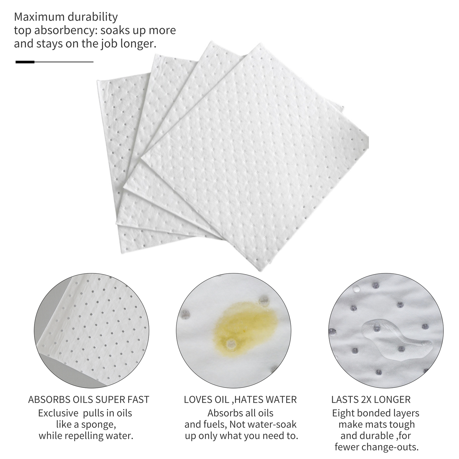 Aain AA003 Heavy-Duty Oil Heavyweight Oil-Based Liquids Absorbent Mat Pads