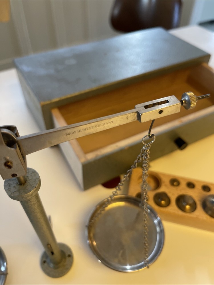 Vintage Equal Arm Scale & Weight Set, West Germany Complete