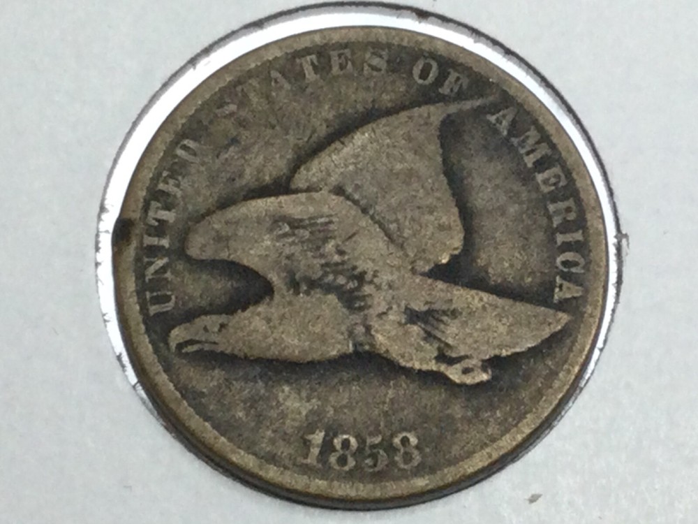 1858 small letter Flying Eagle Cent in fine/very fine