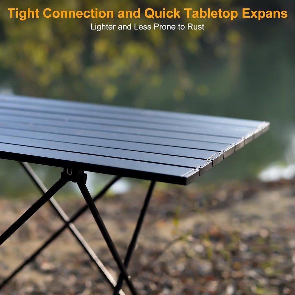 Foldable Camping Side Table, Ultralight Small 16‘’ Small, Black