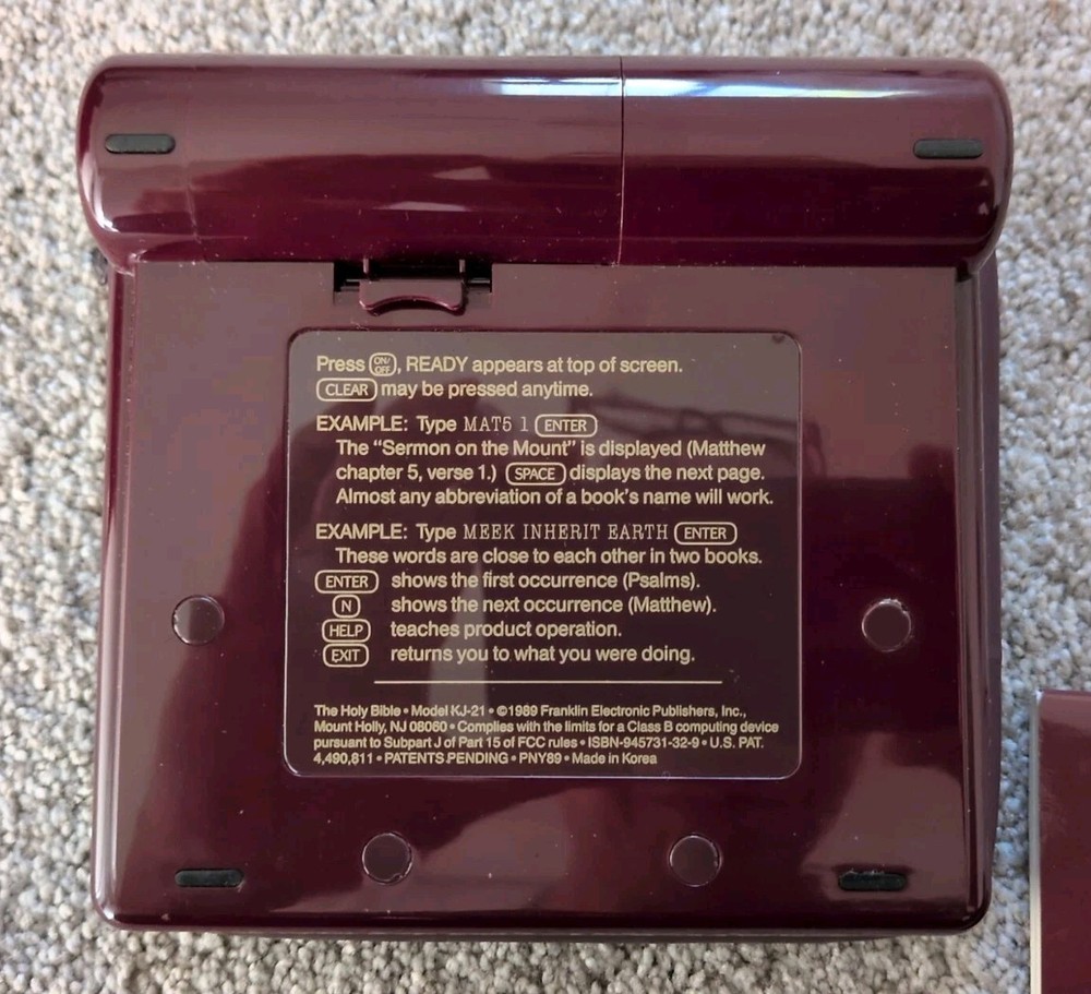 Franklin Computer Holy Bible King James Version Model KJ-21 1989 Tested