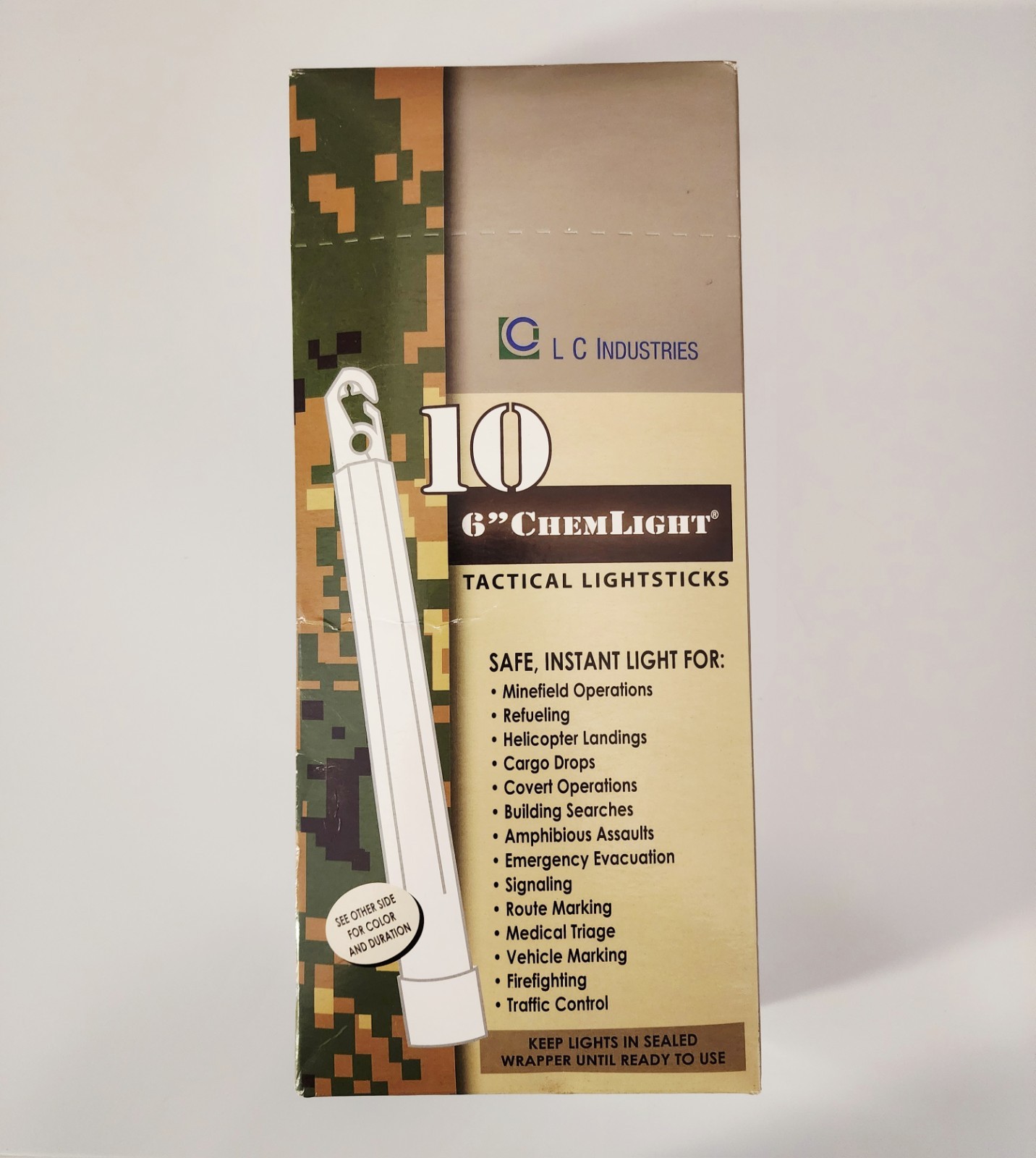 LC Industries ChemLight 6 inch Green Box of 10 Military Grade Glow Sticks