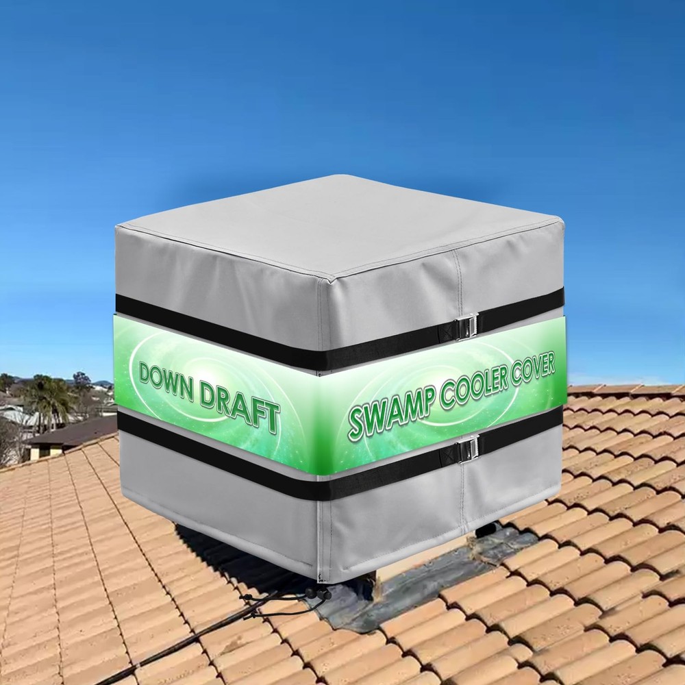 Down Draft Swamp Cooler Cover with 2 Tie Down Straps, Heavy Duty Down Draft E...