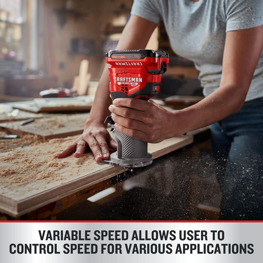 V20 Router Tool, Cordless, Variable Speed, Fixed Base Router with Depth