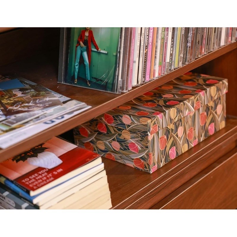 Elegant Floral Storage Boxes Set Stackable Nesting Organizers Home Office Decor