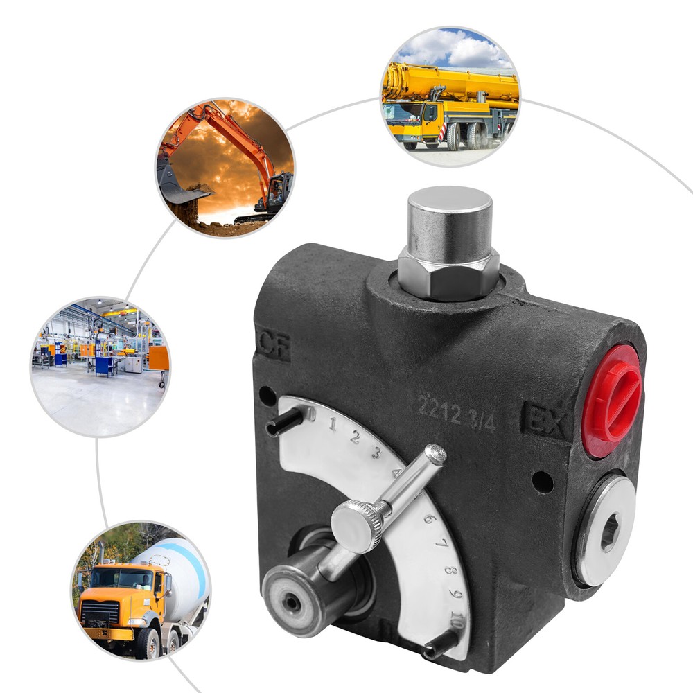 Hydraulic Adjustable Variable Flow Control Valve w/ Relief, 0-30 GPM, 3/4” NPT